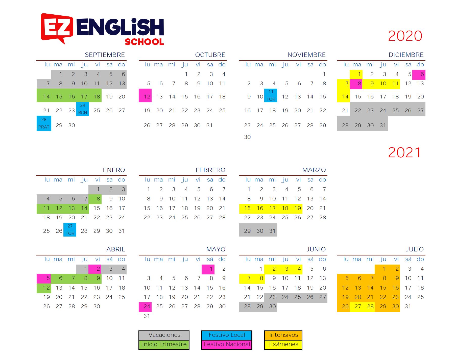 Calendario EZ English 20-21